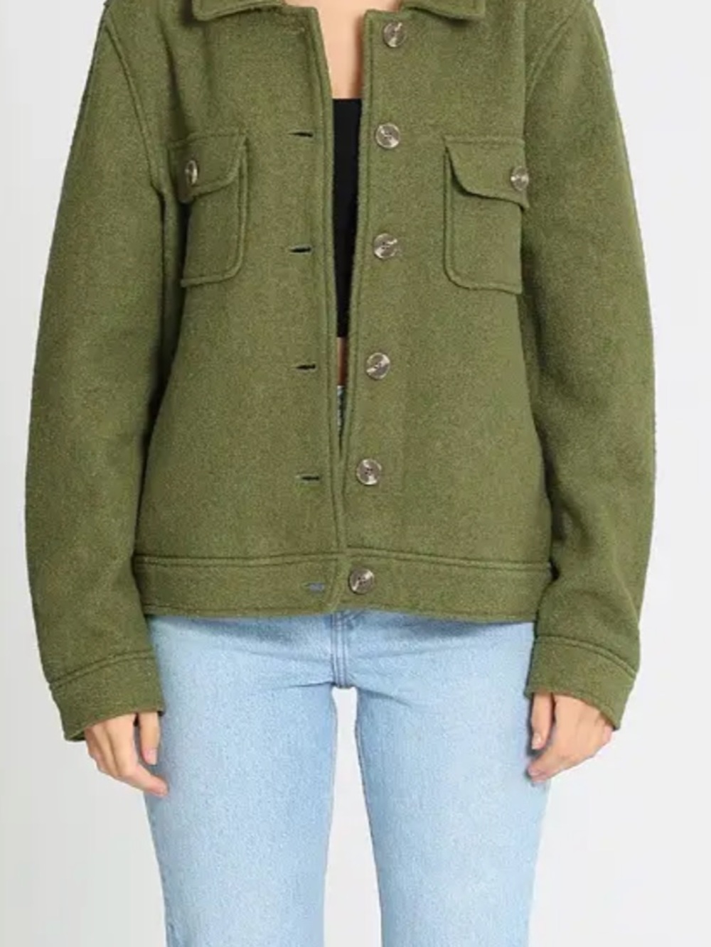 Joie Olive Green Utility Jacket with Button Front